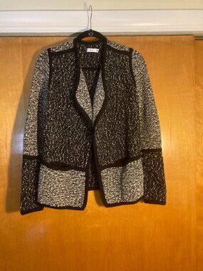 Vince Boucle Sweater Jacket Small Black & Gray